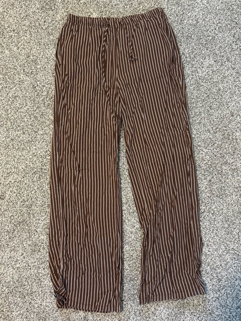 Women’s Brown Striped Drawstring Pants